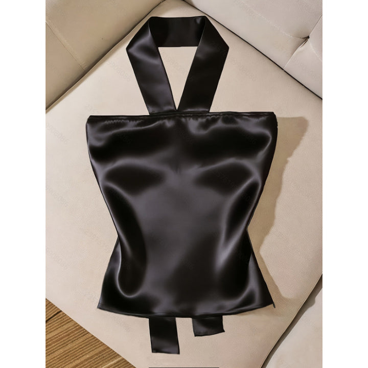 Damen Elegantes Top mit schickem Krawattendesign und funkelndem Schmuckdetail Drune