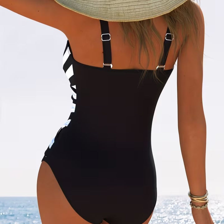 Damen Aqua-Gymnastikanzug mit nahtlosem Schnitt und elegantem Streifen-Design Drune