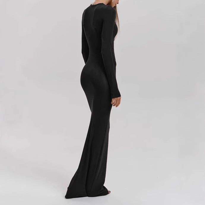 Damen Elegantes Langarm-Maxikleid mit figurformendem Schnitt und hohem Komfort Drune