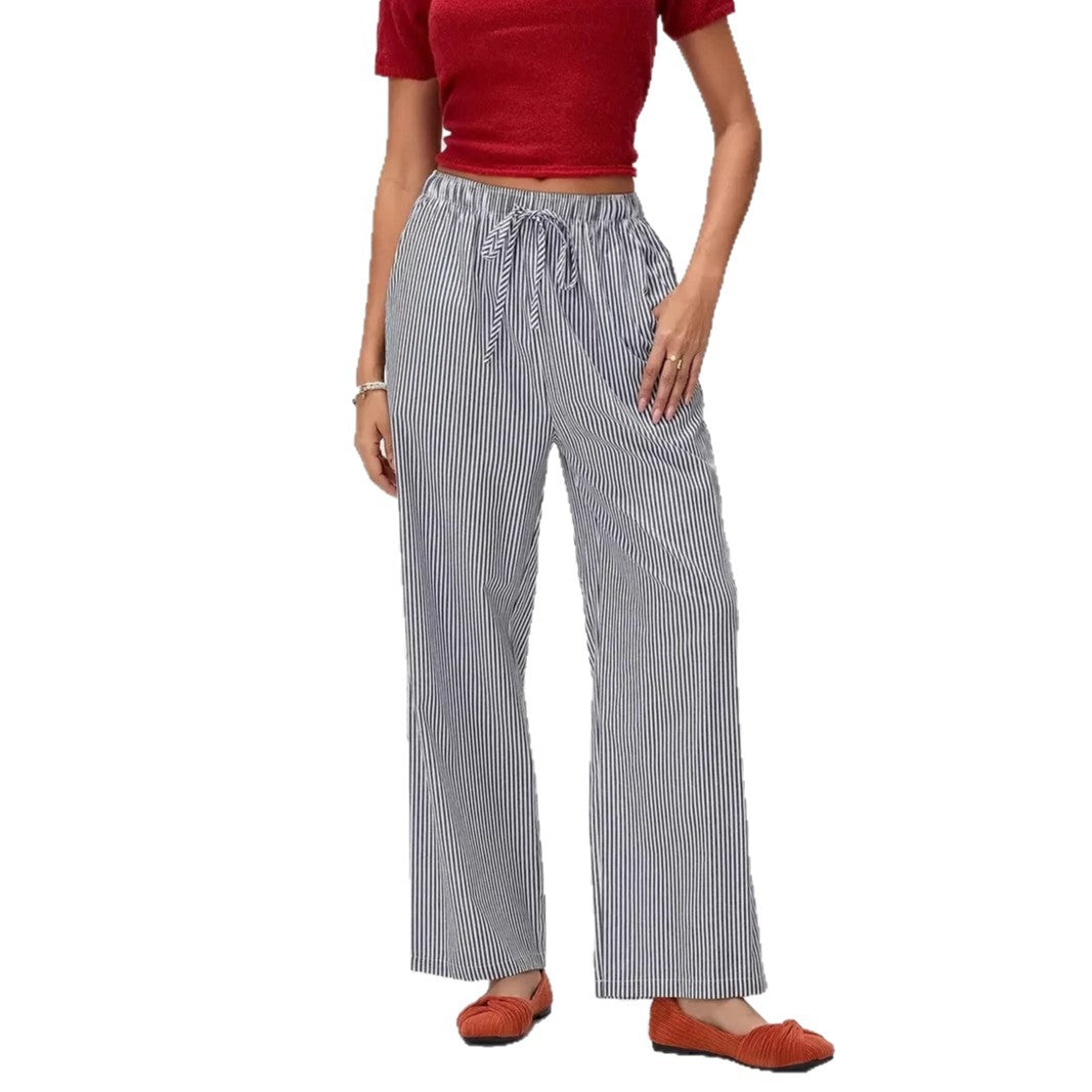 Damen Lässige Weite gestreifte Hose Drune