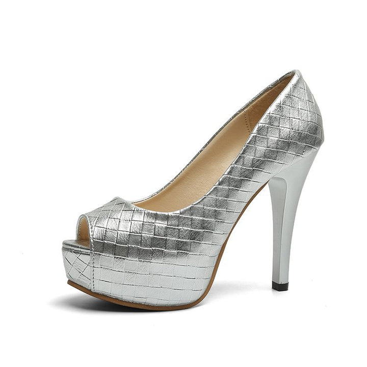 Damen Peeptoe-Pumps mit elegantem Geflecht und hohem Absatz Drune
