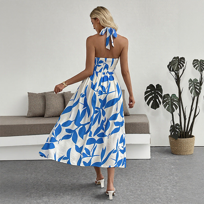 Damen Maxikleid mit hohem Schlitz und floralem Design Drune