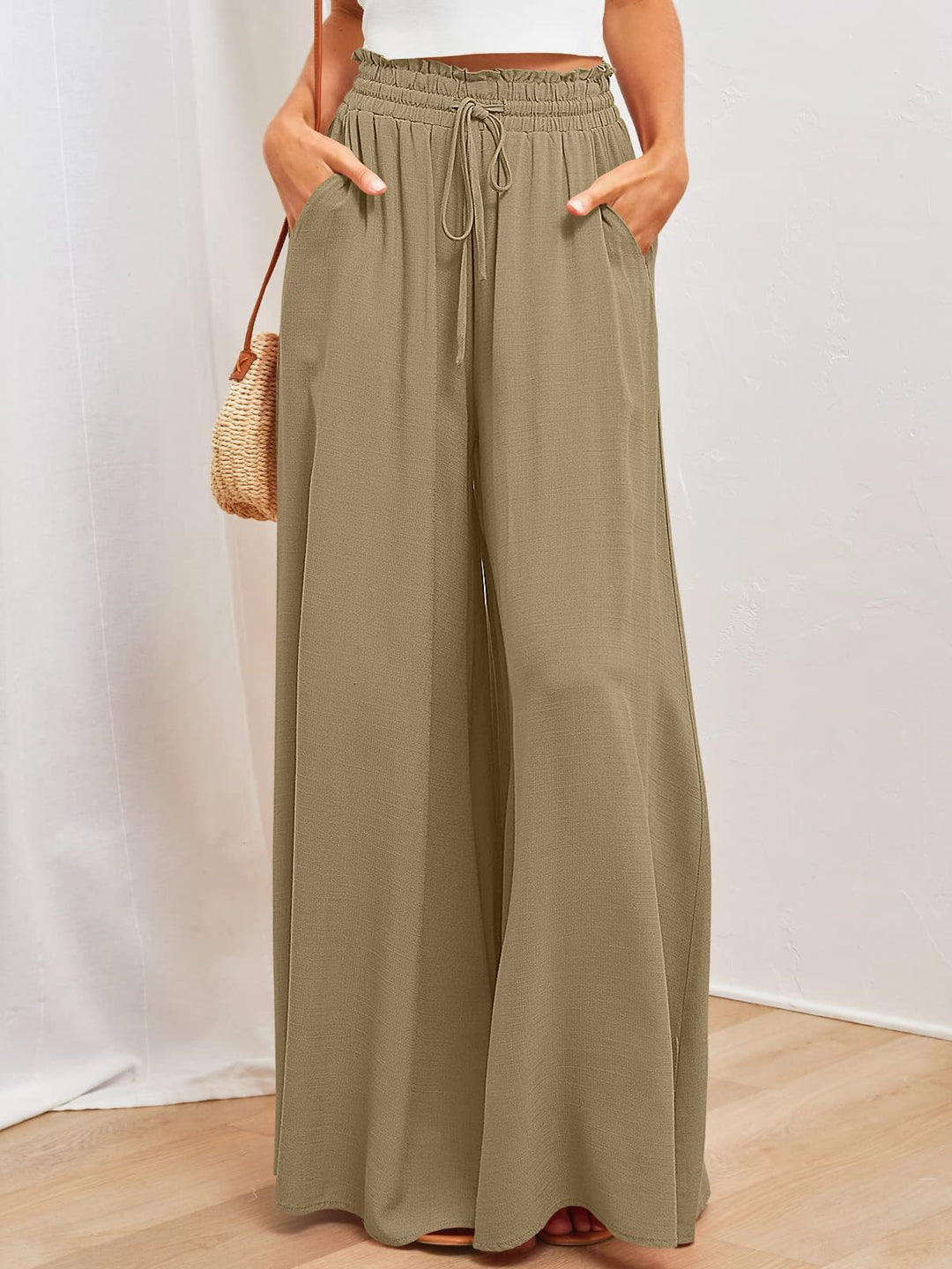 Damen Weite Palazzo-Hose mit elastischem Bund und praktischen Taschen Drune