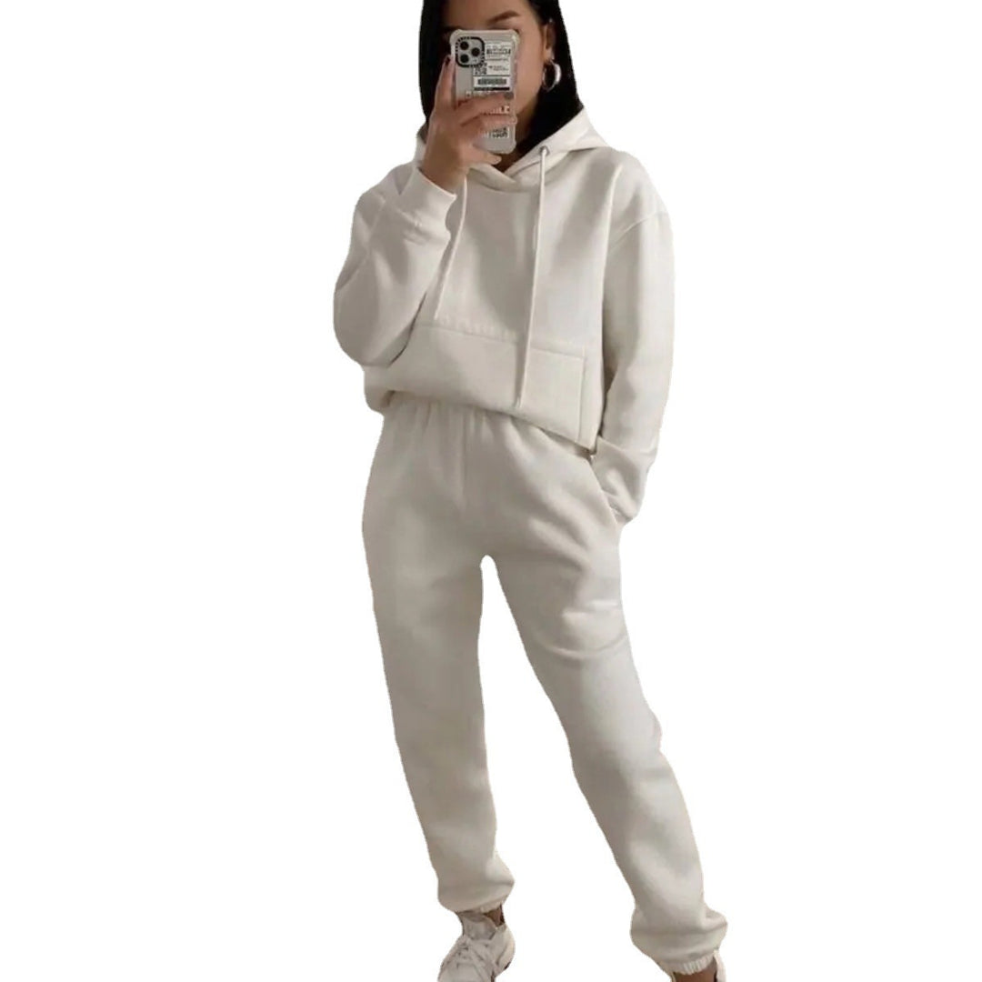 Damen nan kuscheliger Oversize-Kapuzenpullover und Highwaist-Jogginghose Set Drune
