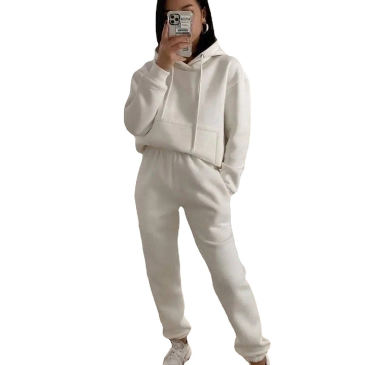 Damen nan kuscheliger Oversize-Kapuzenpullover und Highwaist-Jogginghose Set Drune