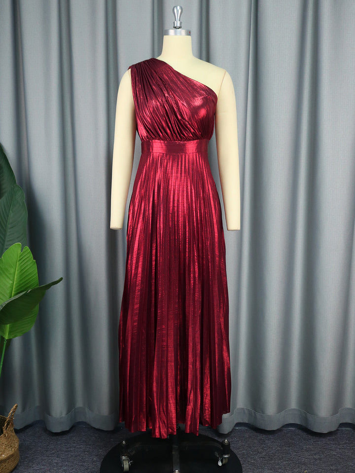 Damen plissiertes Abendkleid mit schimmerndem Oberteil Drune