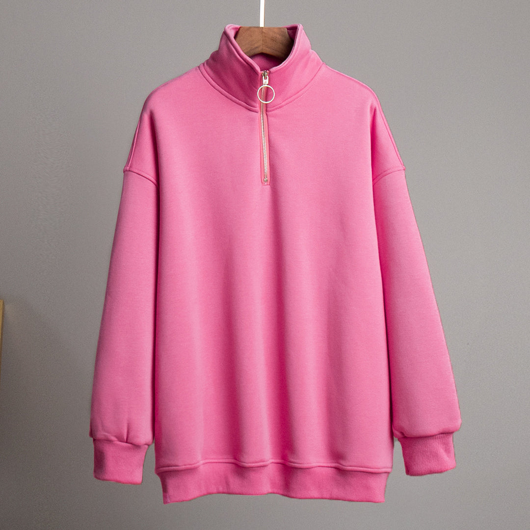 Damen Sportlicher Stehkragen Pullover Drune