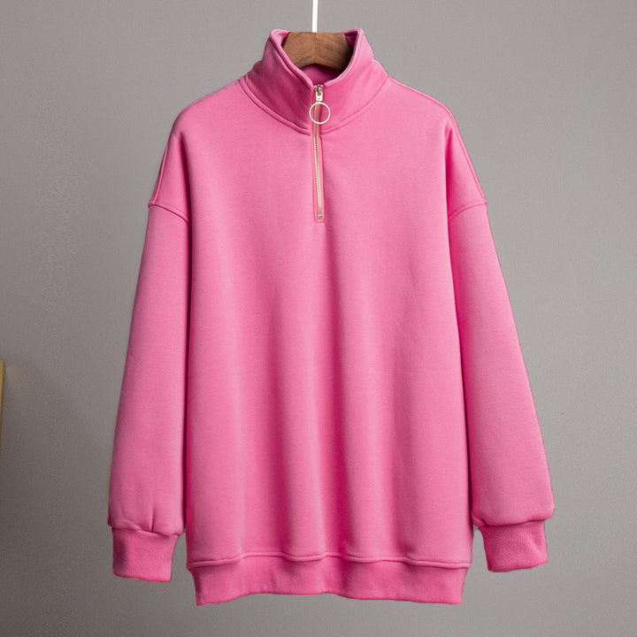 Damen Sportlicher Stehkragen Pullover Drune