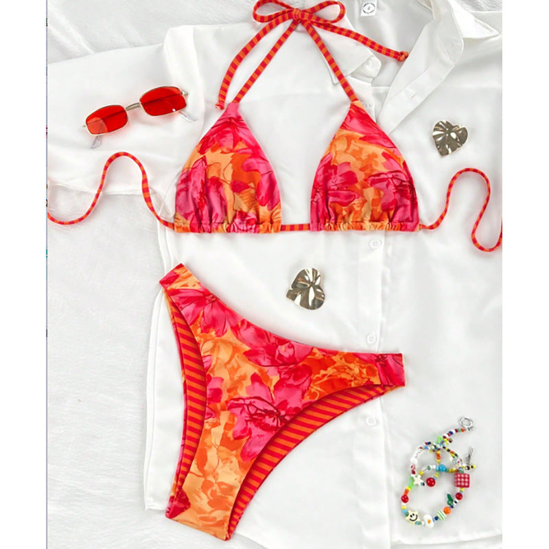 Damen Triangel-Bikini mit trendigem Blumenmuster Drune