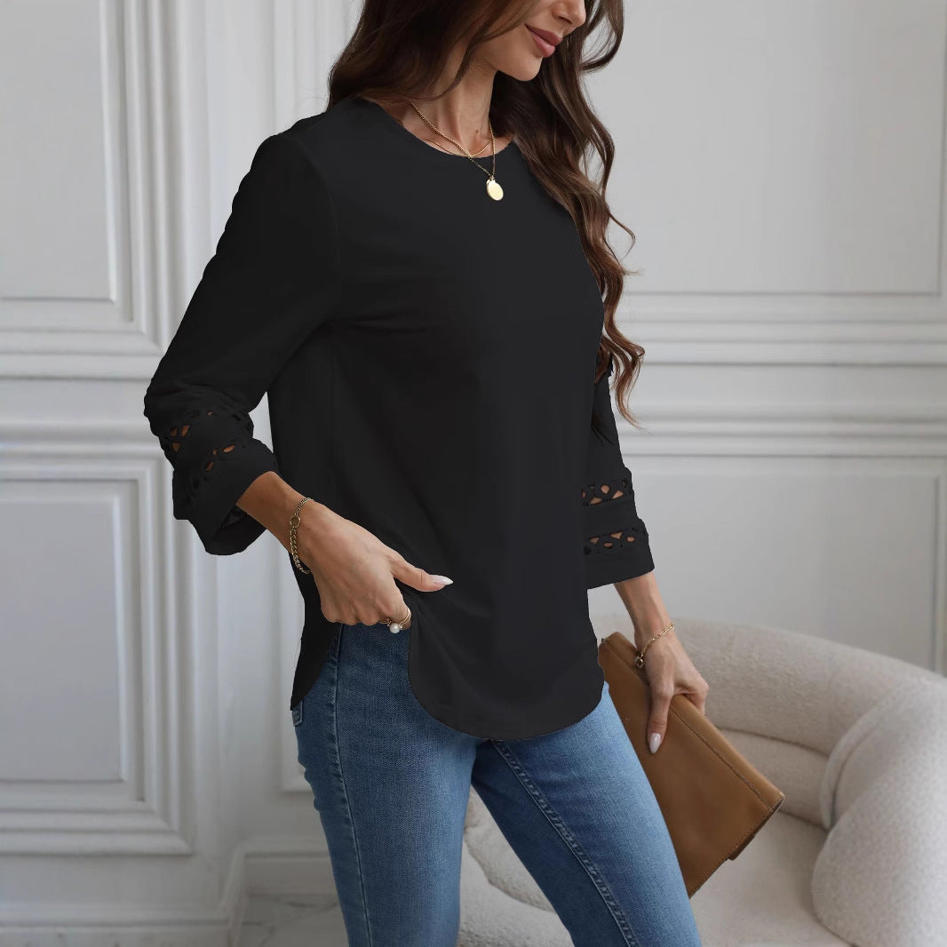 Damen modisches Oberteil mit eleganten Lochdetails Drune