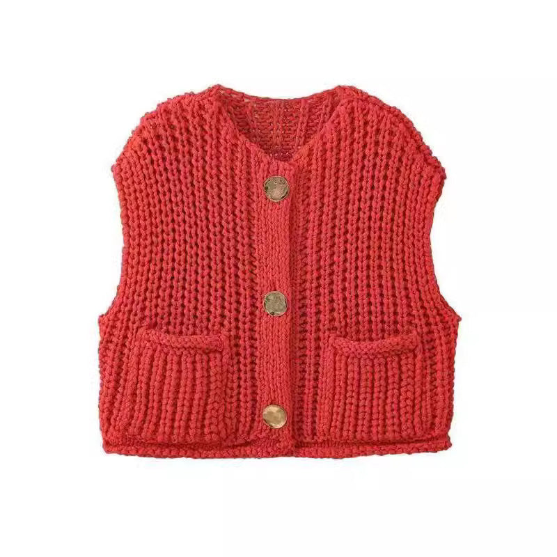Damen Strickweste mit Knopfdetails und praktischen Taschen Drune