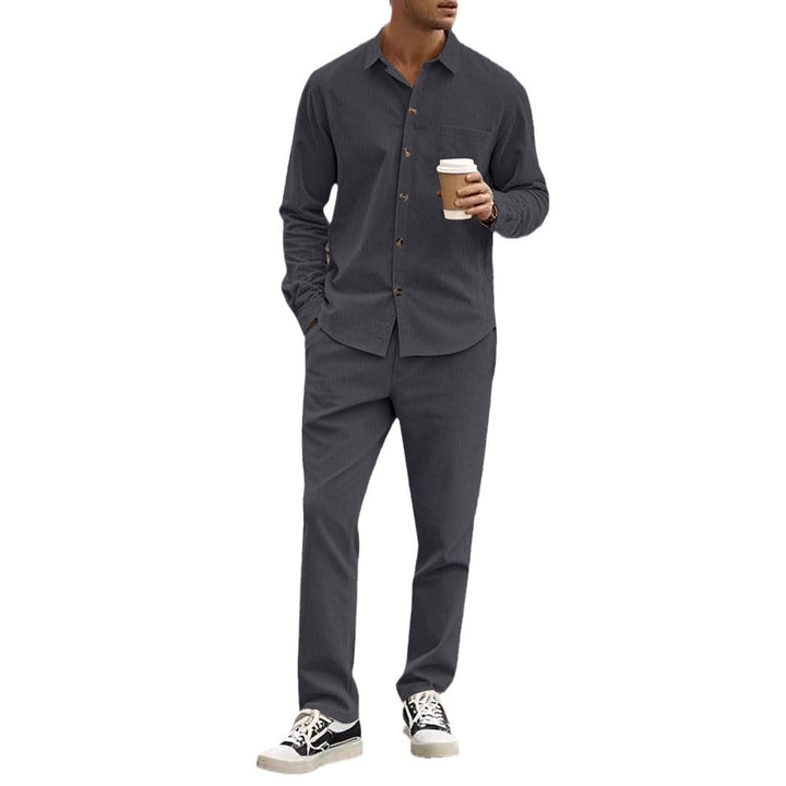 Herren elegantes Freizeitanzug mit stilvollem Hemd und bequemer Hose Drune