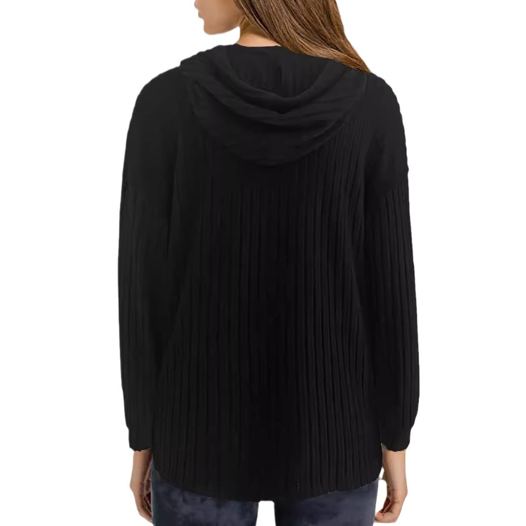 Damen Grobstrickpullover mit V-Ausschnitt und lässigen Ärmeln Drune