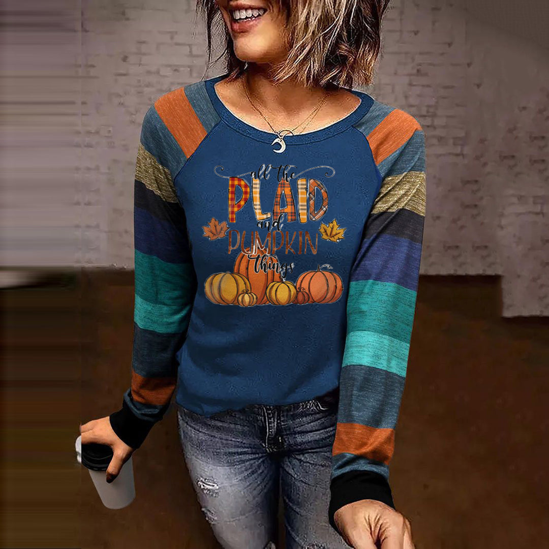 Damen lässiger Longsleeve mit kreativem Druckdesign Drune