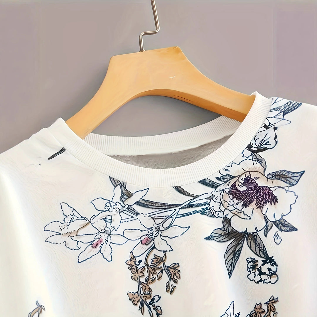 Damen Sweatshirt mit floralem Druck und relaxed Fit Drune