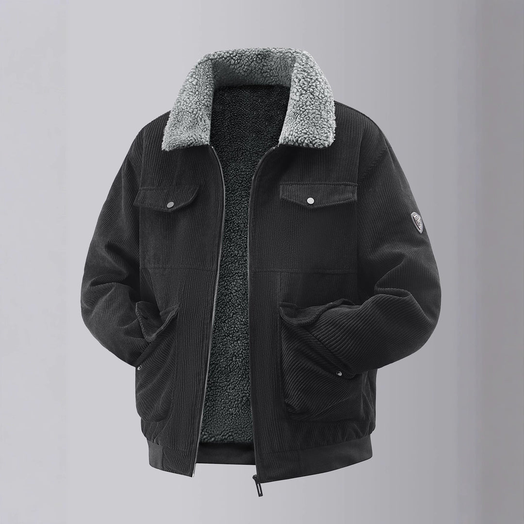 Herren kuschelige Teddy-Fleecejacke mit praktischen Brusttaschen und elastischen Bündchen Drune