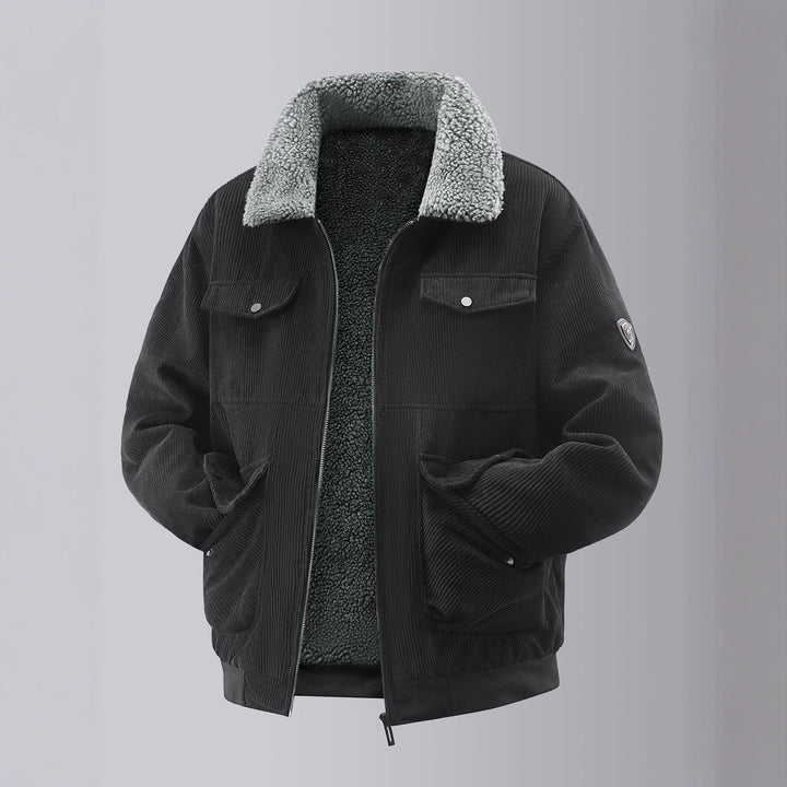 Herren kuschelige Teddy-Fleecejacke mit praktischen Brusttaschen und elastischen Bündchen Drune