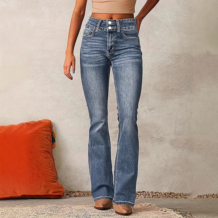 Damen Bootcut Jeans mit hohem Bundle und modischen Details Drune