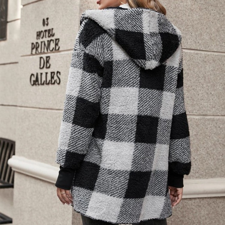 Damen Kuschelige Karojacke mit weichem Material und lässiger Passform Drune