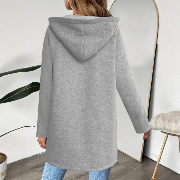 Damen Casual Overshirt mit Kapuze und praktischen Reißverschlusstaschen Drune