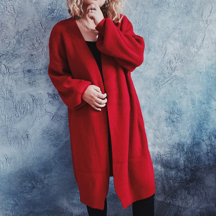Damen Oversized Strickjacke mit tiefem V-Ausschnitt und lässigem Schnitt Drune
