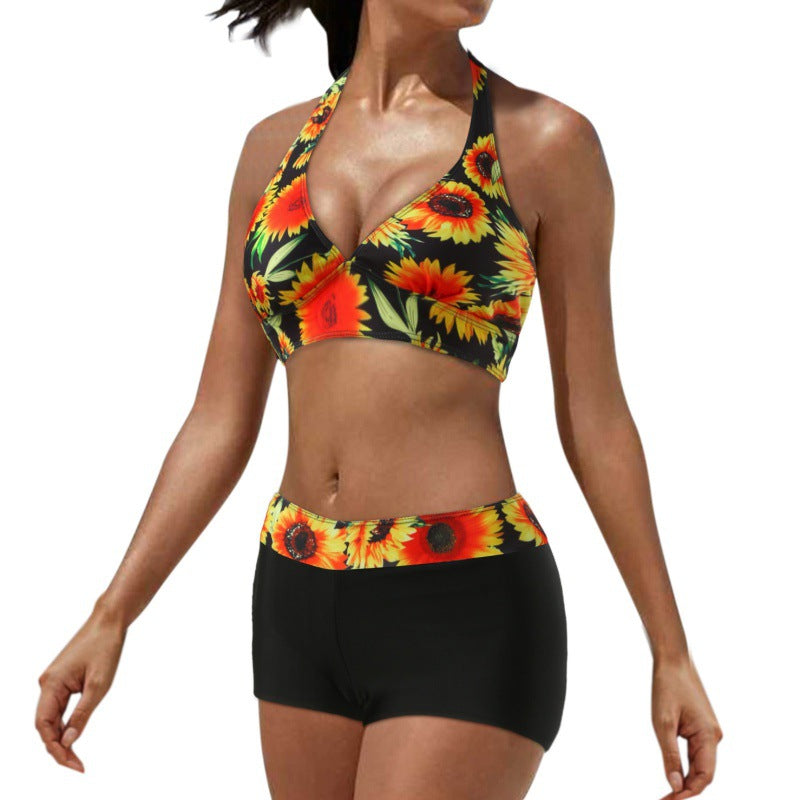 Damen Sportliches Bikini-Set mit auffälliger Streifenmusterung und bequemen Shorts Drune