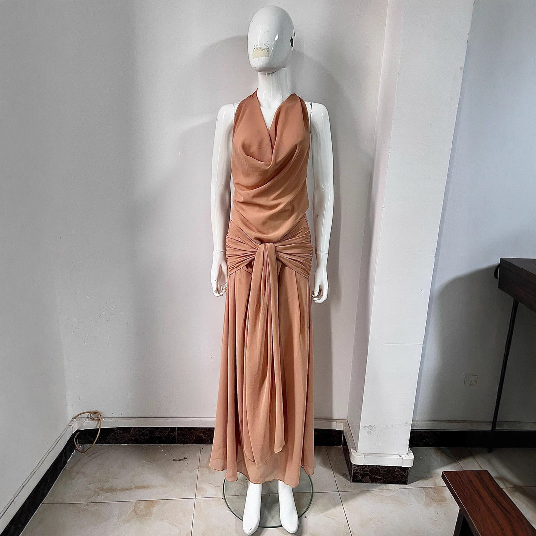 Damen Elegantes langes Abendkleid mit raffiniertem Halternetz Drune