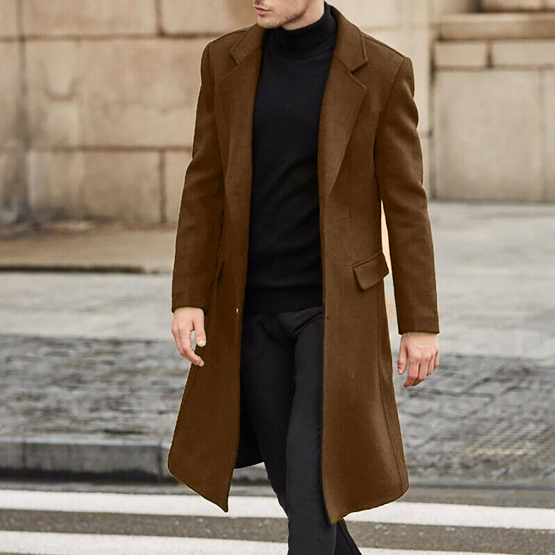 Herren klassischer Wollmantel mit elegantem Schnitt und modernem Revers Drune