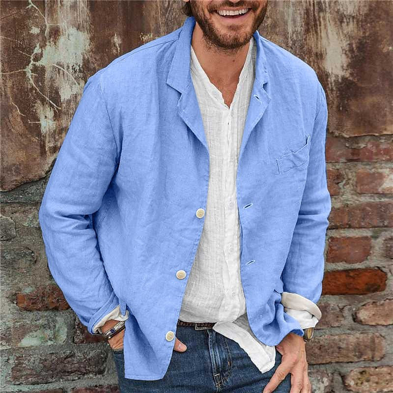 Herren Leichte Leinenjacke mit lässigem Schnitt und praktischen Taschen Drune