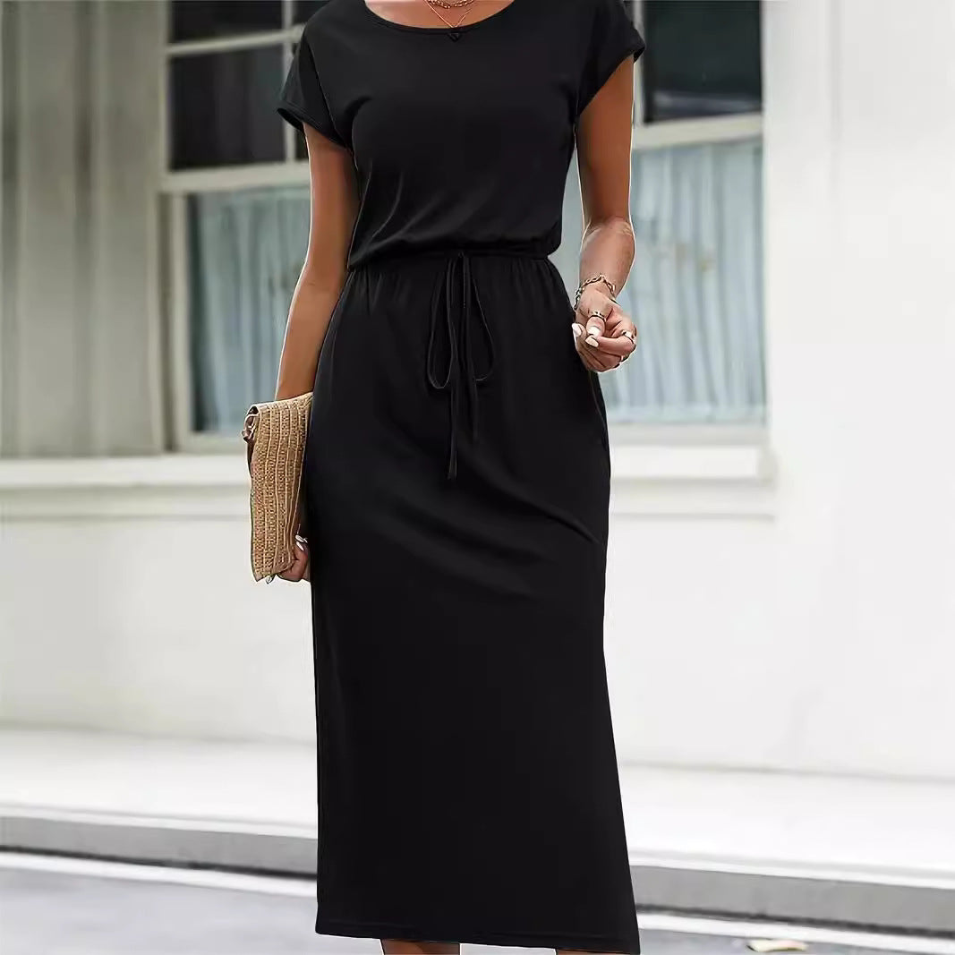 Damen Midi-Kleid mit elastischem Bund Drune
