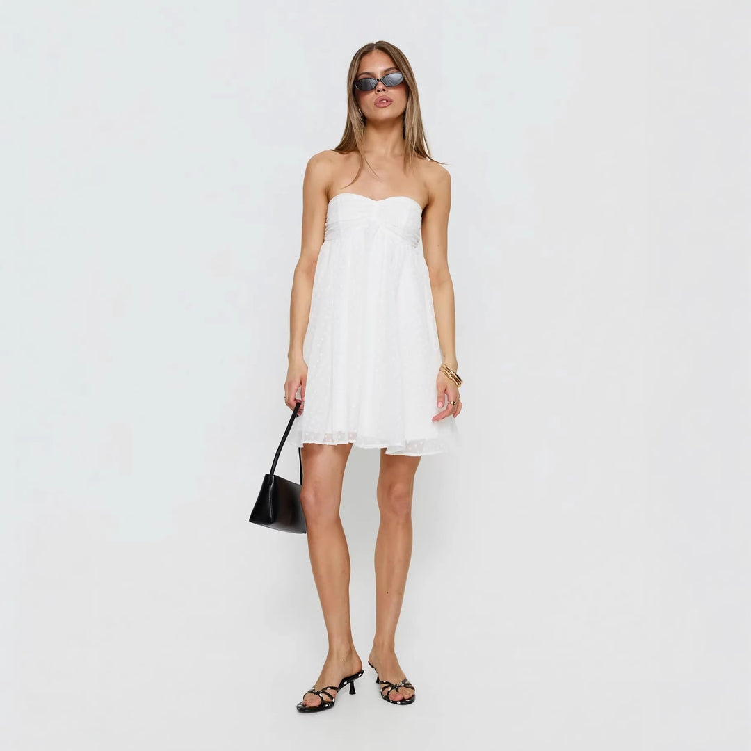 Damen Sommerliches Bandeau-Kleid mit zarten Punkten und luftiger Silhouette Drune