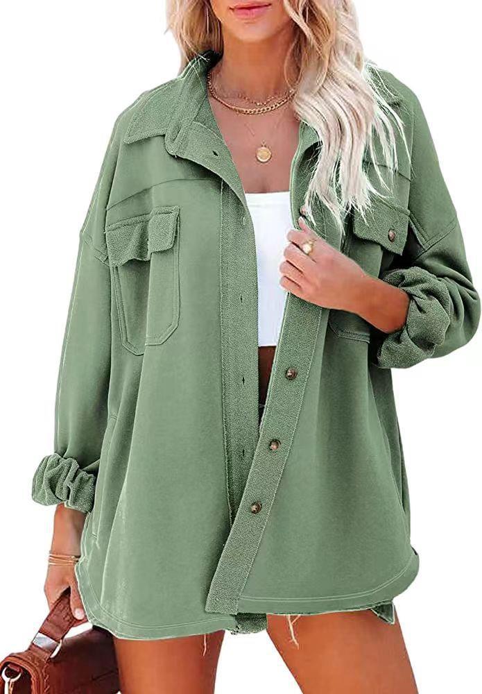 Damen lässige Oversized-Hemdjacke mit praktischen Taschen und modernem Schnitt Drune