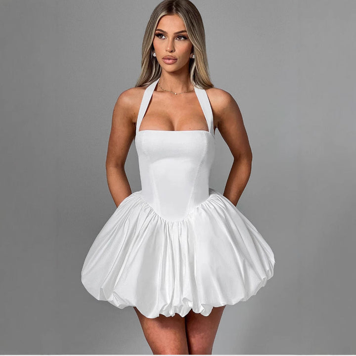 Damen Ballonkleid mit Schnittführung und großzügigem Ausschnitt Drune