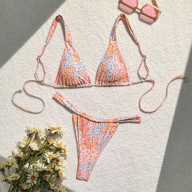 Damen Triangel-Bikini-Set mit zarten floralen Akzenten Drune