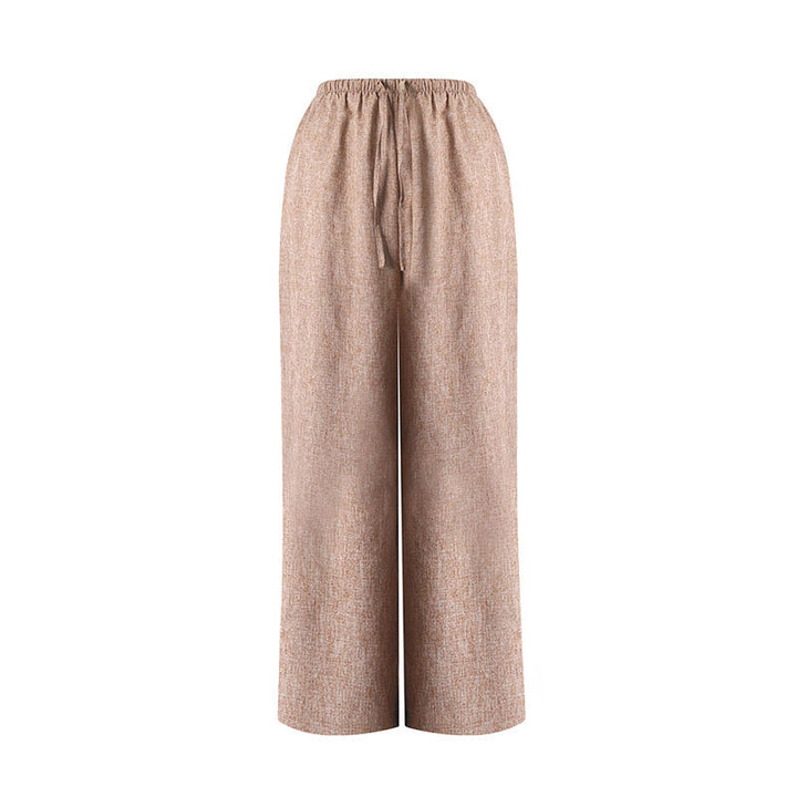 Damen Weite Leinenhose mit elastischem Bund und Kordelzug Drune