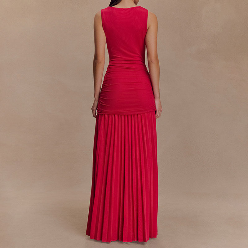 Damen Elegantes Maxikleid mit drapiertem Oberteil Drune