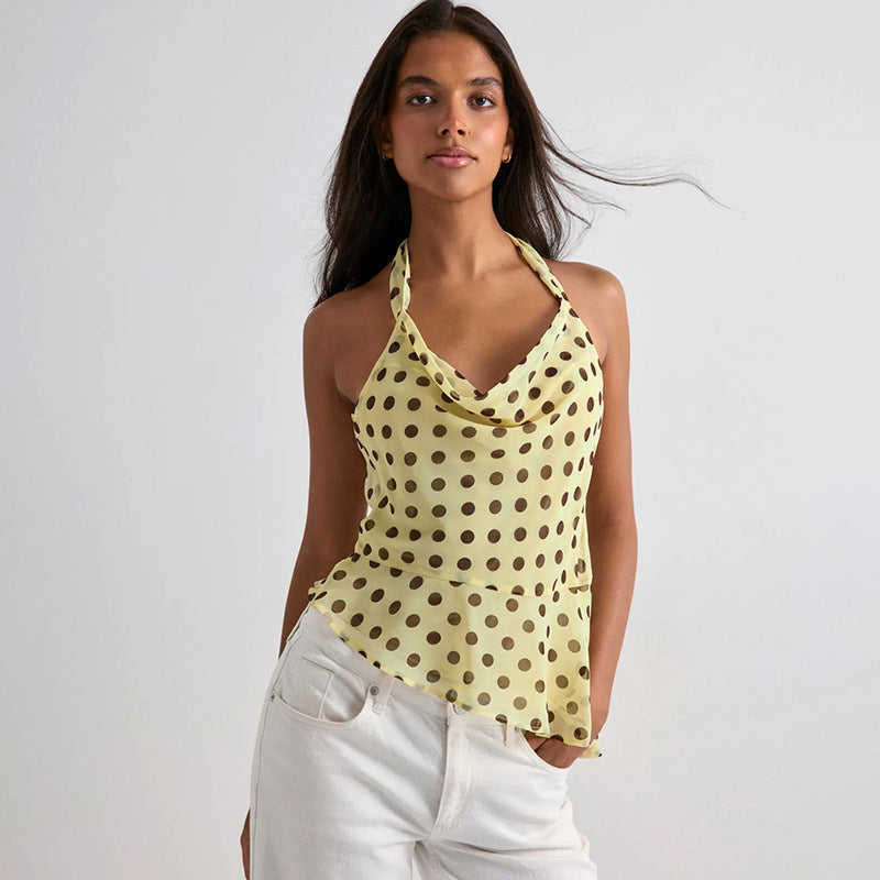 Damen elegantes Chiffon-Oberteil mit tiefem Wasserfall-Ausschnitt und taillierter Passform Drune