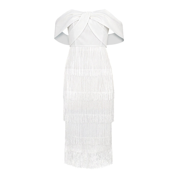 Damen Cut-out Cocktailkleid mit Fransen Drune