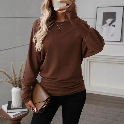Damen Lässiges Langarmshirt mit weitem Schnitt und eleganter Silhouette Drune