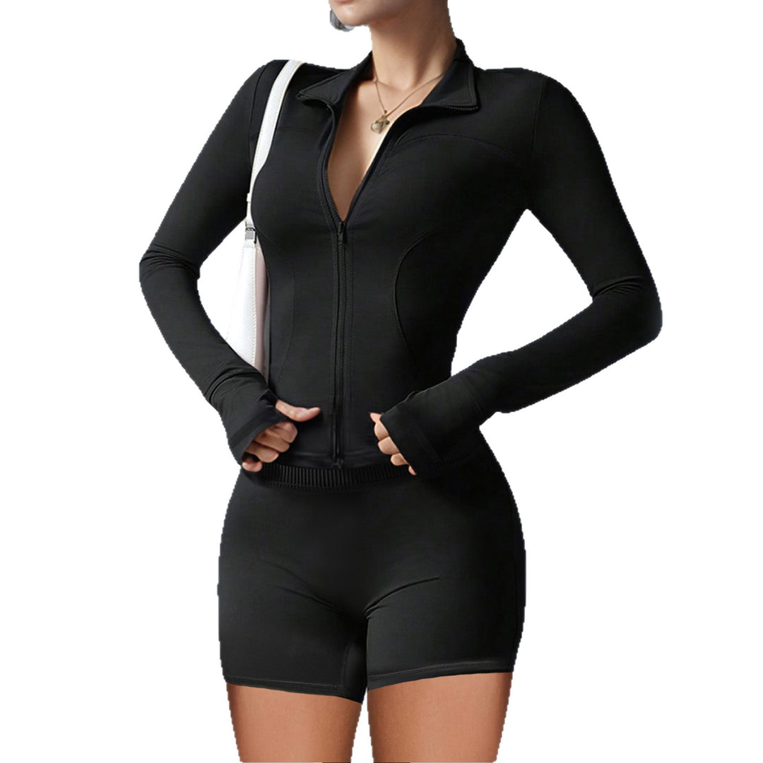 Damen Sportliches Set mit hohem Kragen und langen Ärmeln Drune