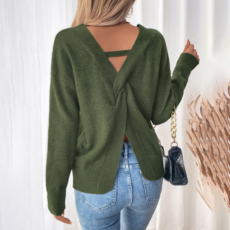 Damen V-Ausschnitt Pullover Drune