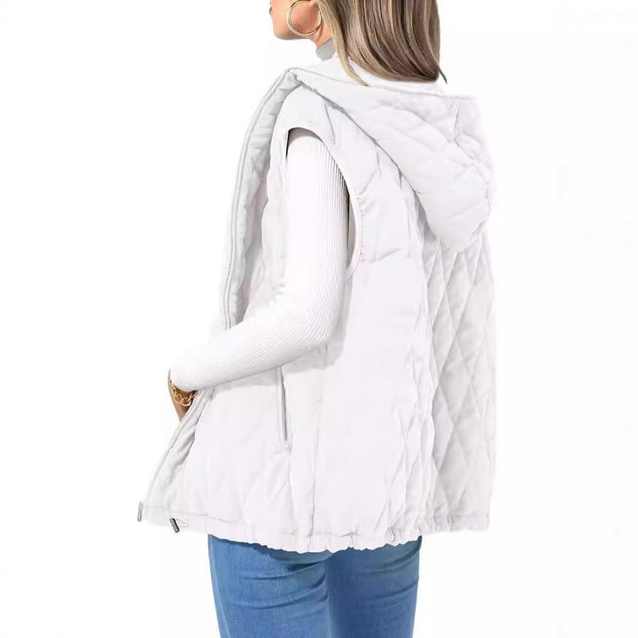 Damen gesteppte Hoodie-Weste mit praktischen Taschen Drune
