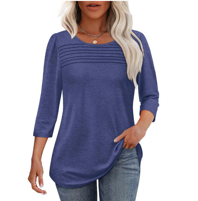 Damen Elegant geschnittenes Oberteil mit gerafften Details Drune