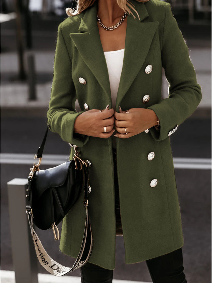 Damen Eleganter Wollmantel mit doppelter Knopfreihe und modernem Schnitt Drune