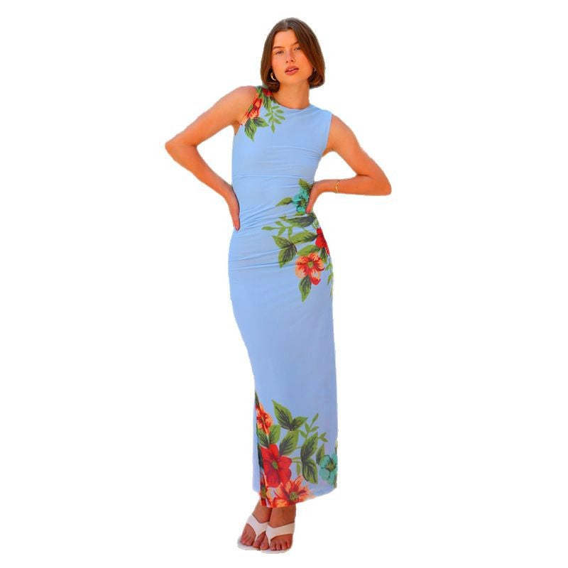 Damen Maxikleid mit floralem Druck und figurformendem Schnitt Drune