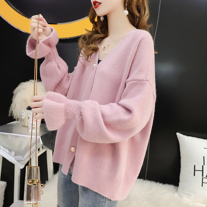 Damen Strickjacke mit eleganten Perlenknöpfen Drune