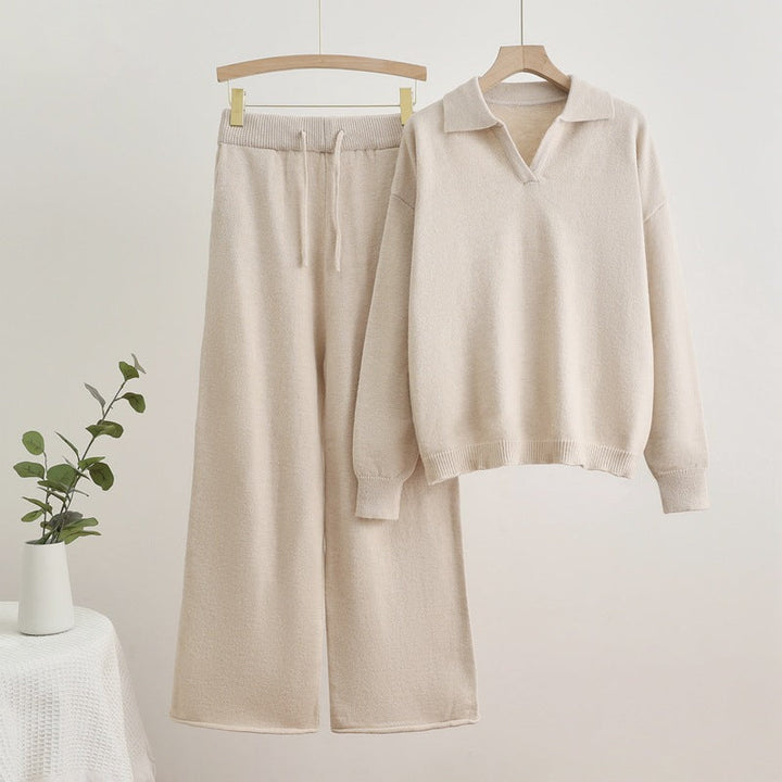Drune | Reverskragen Top und Kordelzug Weite Hose Set