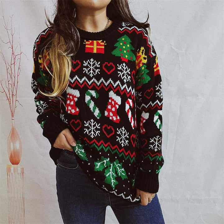 Drune | Weihnachtlicher Strickpullover Mit Schneeflockenmotiv