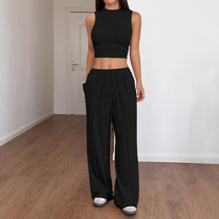 Damen Lounge-Set mit ärmellosem Oberteil und weiten Hosen Drune