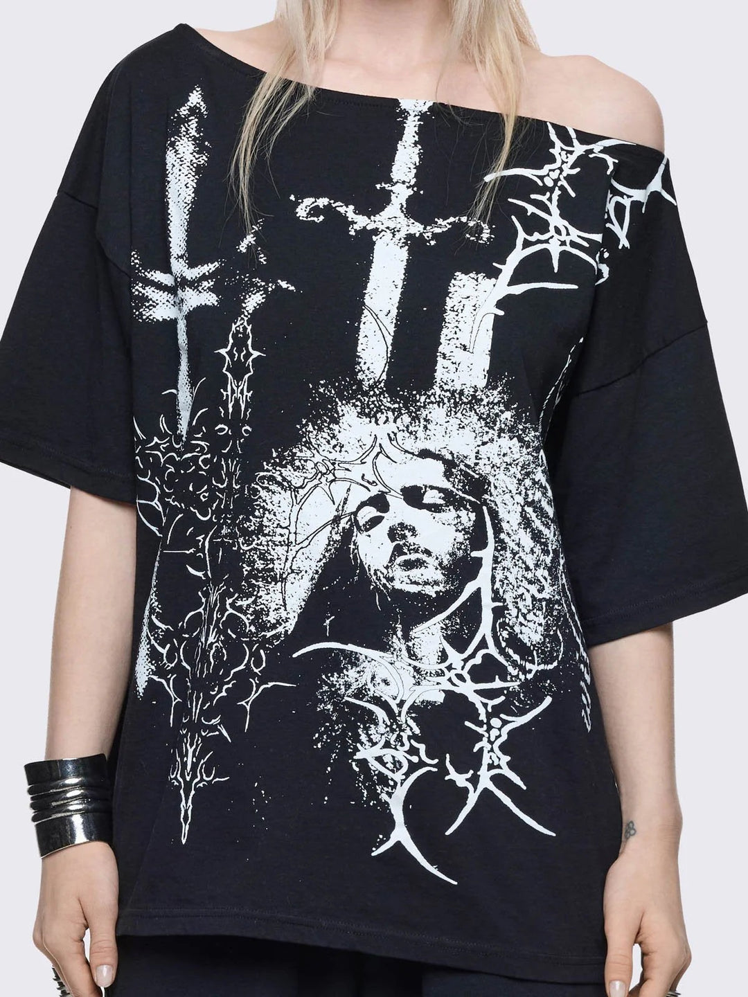 Damen Oversized T-Shirt mit kreativem Grafikdesign Drune